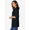 Woman Within Plus Size Three-Quarter Sleeve Thermal Sweatshirt(Black)