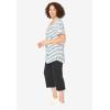 Woman Within Plus Size Two-Piece V-Neck Tunic & Capri Set(Black Nautical)