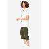 Woman Within Plus Size Two-Piece V-Neck Tunic & Capri Set(Dark Olive Green Palms)