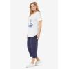 Woman Within Plus Size Two-Piece V-Neck Tunic & Capri Set(Navy Seaside)