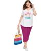 Woman Within Plus Size Two-Piece V-Neck Tunic & Capri Set(Paradise Blue Multi Tie-dye Stripe)