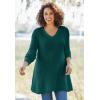 Woman Within Plus Size V-Neck Shaker A-Line Sweater(Pink)