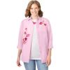 Woman Within Plus Size 2-Piece Embroidered Poplin Tunic And Tee Set(Pink Heart Floral)