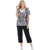 Woman Within Plus Size 2-Piece Tunic And Capri Set(Black Watercolor Floral)
