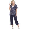 Woman Within Plus Size 2-Piece Tunic And Capri Set(Navy Ditsy)