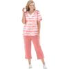 Woman Within Plus Size 2-Piece Tunic And Capri Set(Sweet Coral Stripe)