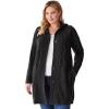 Woman Within Plus Size Cable Cardigan Hoodie Sweater(Black)