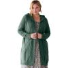 Woman Within Plus Size Cable Cardigan Hoodie Sweater(Pine)
