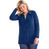 Woman Within Plus Size Chenille Zip Cable Cardigan Sweater(Evening Blue)