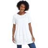 Woman Within Plus Size Embroidered Eyelet Pintucked Tunic(White)