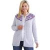 Woman Within Plus Size Fair Isle Cardigan Sweater(Heather Grey Fair Isle Stripe)