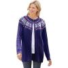 Woman Within Plus Size Fair Isle Cardigan Sweater(Navy Fair Isle Stripe)