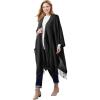 Woman Within Plus Size Fringed Cape Sweater(Black)