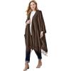 Woman Within Plus Size Fringed Cape Sweater(Chocolate)