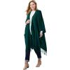 Woman Within Plus Size Fringed Cape Sweater(Emerald Green)