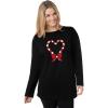 Woman Within Plus Size Holiday Graphic Tee(Black Red Candy Cane Heart)