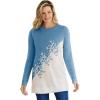 Woman Within Plus Size Holiday Snowflake Jacquard Sweater(Atlantic Blue Snowflake Embroidery)