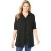 Woman Within Plus Size Knit Shirt with Free Tank(Black)