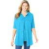 Woman Within Plus Size Knit Shirt with Free Tank(Paradise Blue)