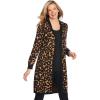 Woman Within Plus Size Perfect Cotton Duster Sweater(Black Soft Camel Animal)