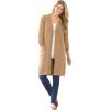 Woman Within Plus Size Perfect Cotton Duster Sweater(Soft Camel)