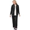Woman Within Plus Size Petite 2-Piece Velour Hoodie Set(Black)