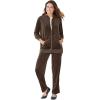 Woman Within Plus Size Petite 2-Piece Velour Hoodie Set(Chocolate)