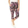 Woman Within Plus Size Petite Stretch-Cotton Knit Pull-On Printed Pocket Capri Leggings(Black Berry Garland)