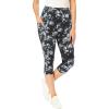 Woman Within Plus Size Petite Stretch-Cotton Knit Pull-On Printed Pocket Capri Leggings(Black White Tie Dye)