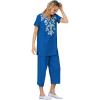 Woman Within Plus Size Printed Tunic And Capri Set(Bright Cobalt)