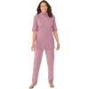 Woman Within Plus Size Ribbed Short Sleeve Turtleneck(Dusty Pink)