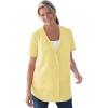 Woman Within Plus Size Seersucker Baseball Shirt(Primrose Yellow Pop Stripe)
