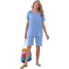 Woman Within Plus Size Short-Sleeve V-Neck Shirred Tee(French Blue)
