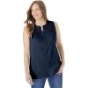 Woman Within Plus Size Smocked Henley Tank Top(Navy)