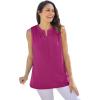 Woman Within Plus Size Smocked Henley Tank Top(Raspberry)