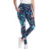 Woman Within Plus Size Stretch-Cotton Knit Pull-On Printed Pocket Leggings(Navy Coral Multi Floral)