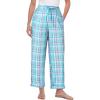 Woman Within Plus Size Tall Seersucker Pull-On Elastic-Waist Pants(Paradise Blue Plaid)