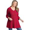 Woman Within Plus Size V-Neck Shaker A-Line Sweater(Vivid Red)