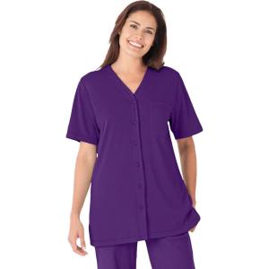 Woman Within Plus Size 7-Day Short-Sleeve Baseball Tunic(Radiant Purple)