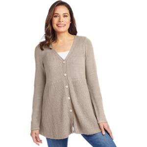 Woman Within Plus Size Babydoll Cardigan Sweater(Heather Sand)