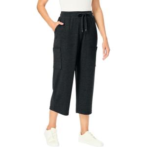 Woman Within Plus Size Knit Cargo Capri(Heather Charcoal)