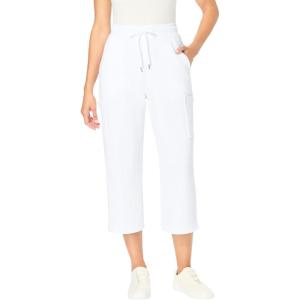 Woman Within Plus Size Knit Cargo Capri(White)