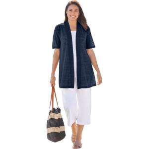 Woman Within Plus Size Lightweight Open Front Cardigan Sweater(Navy)