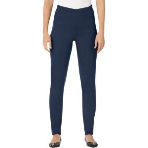 Woman Within Plus Size Pull-On Elastic-Waist Stretch Fineline Denim Jeans(Navy)