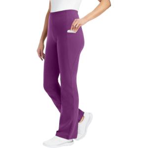 Woman Within Plus Size Stretch-Cotton Knit Pull-On Bootcut Pocket Leggings(Plum Purple)