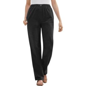 Woman Within Plus Size Tall 7-Day Corduroy Straight-Leg Pant – 38 W, Black