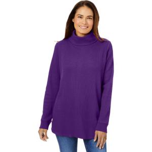 Woman Within Plus Size Thermal Turtleneck(Radiant Purple)