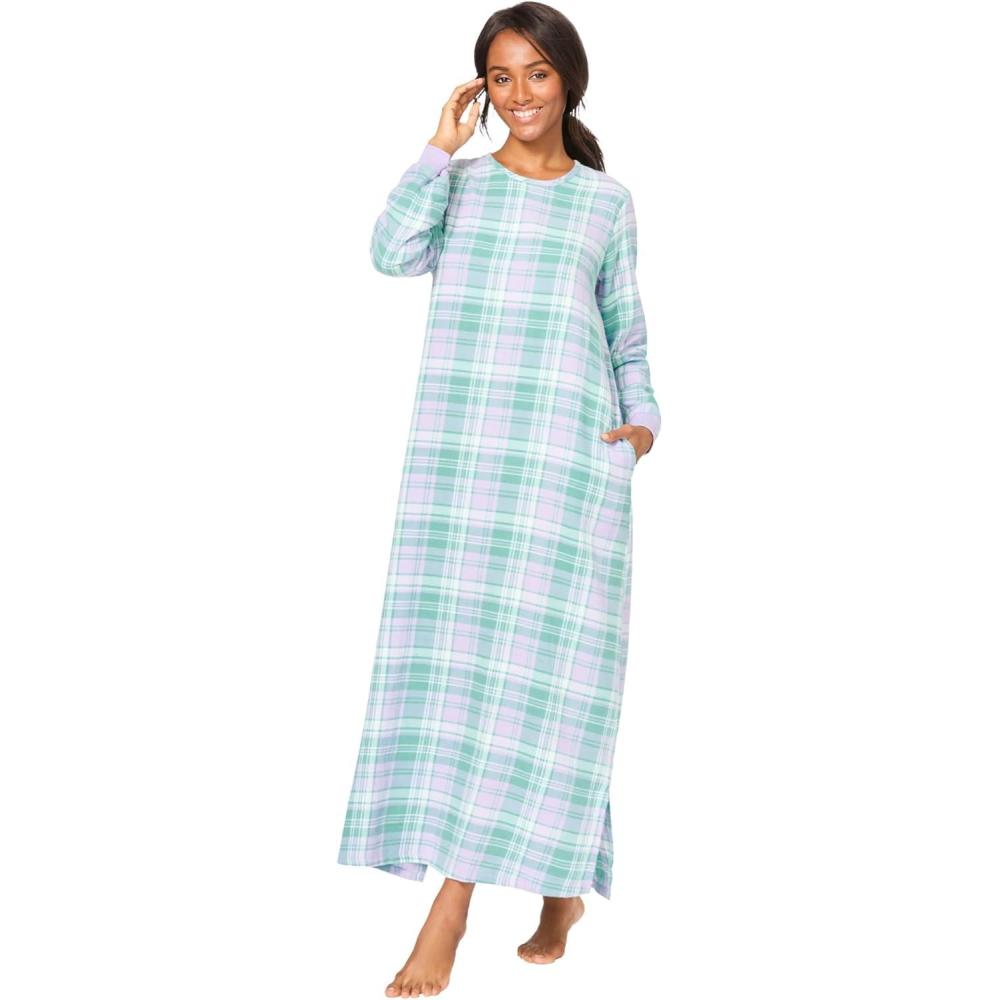 image:imageDreams amp Co Plus Size Cotton Flannel LoungerSoft Iris Plaid
