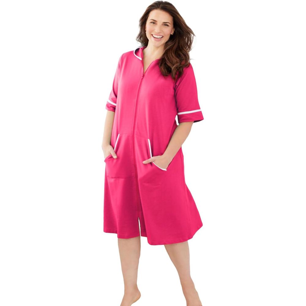 image:imageDreams amp Co Plus Size Short French Terry RobePink Burst