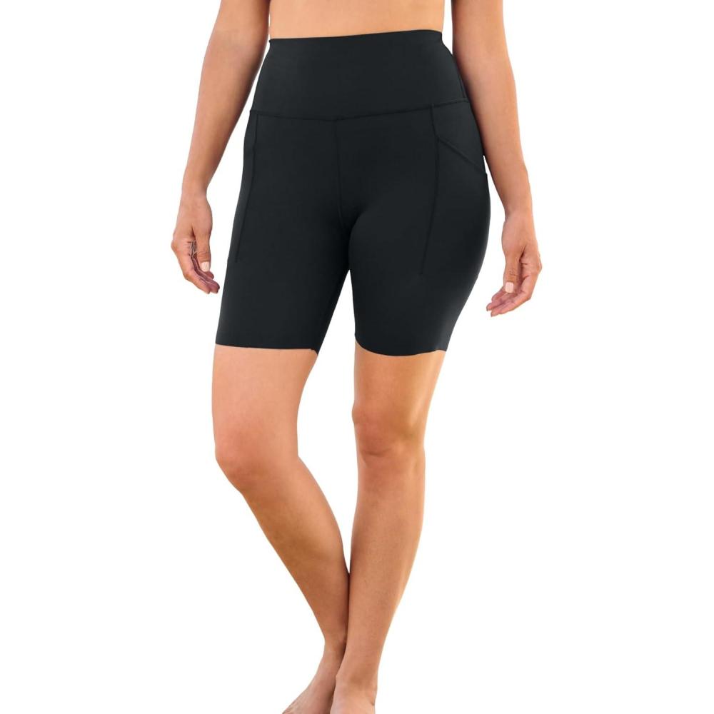 image:imageSwim 365 Womens Plus Size HighWaist NoSlip Swim Bike ShortBlack